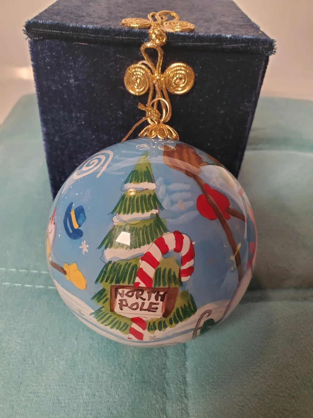 Pier 1 2005 Li Bien Snowman Christmas Ornament With Box & Card Vintage